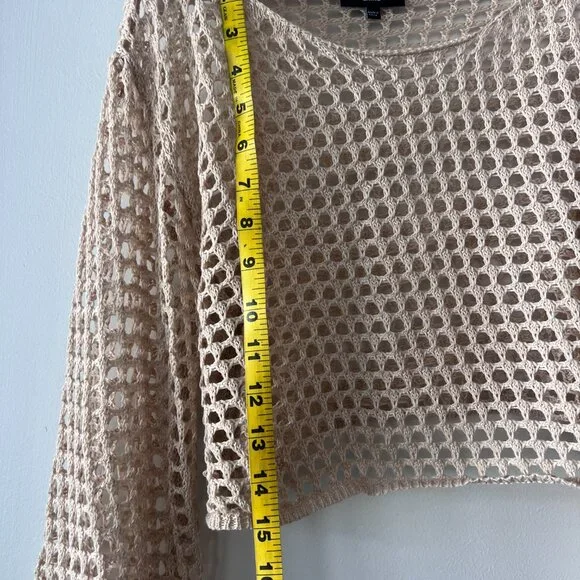 Vici Tan Crochet Cropped Sweater Beach Cover Up - Picture 7 of 7
